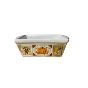 Michaels Harvest Pumpkin Ceramic Mini Loaf Pan Fall Baking Dish Multicolor